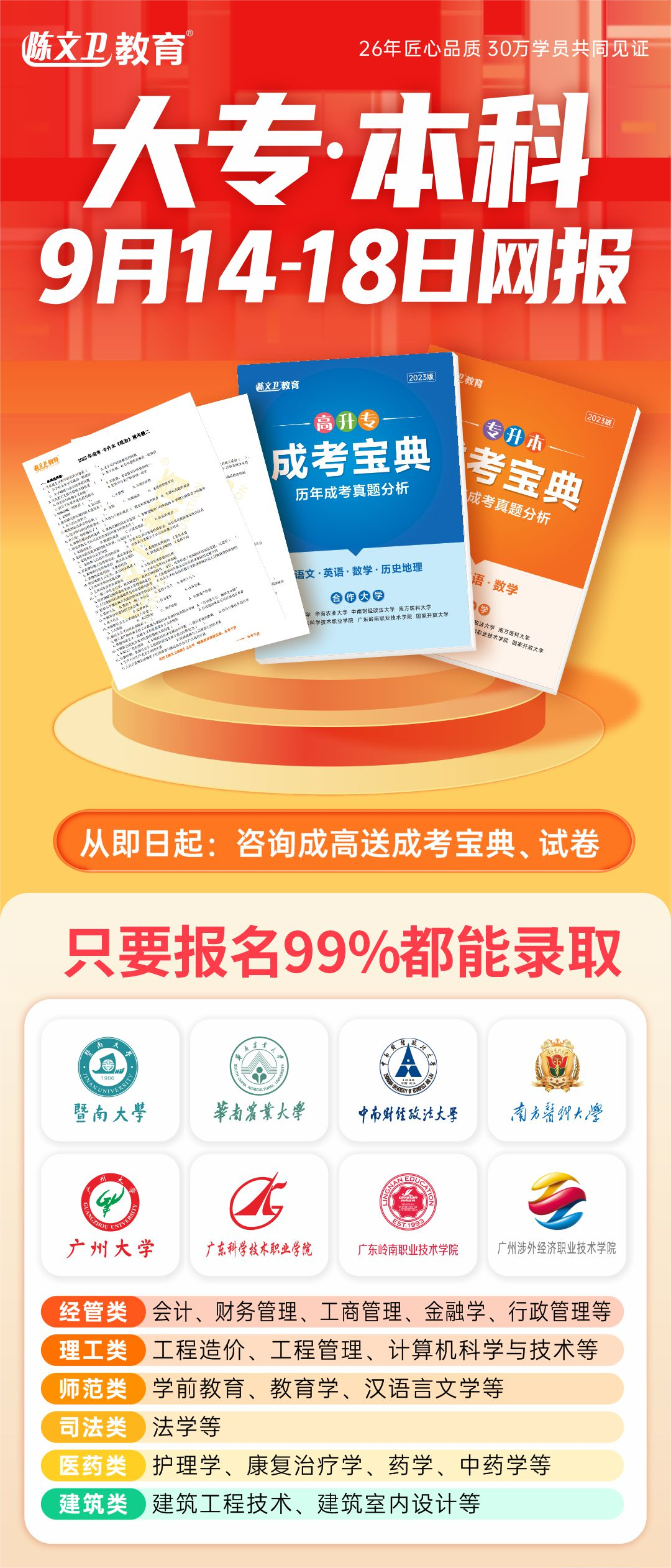 2023成人高考通关宝典、真题试卷、网课试听，等你免费领取！